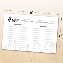 Load image into Gallery viewer, Recipe card - Utensils Black and White
