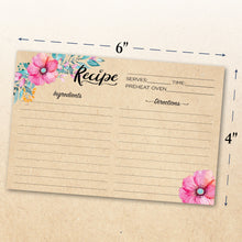 Load image into Gallery viewer, Recipe card - Floral Kraft Look
